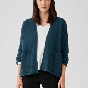 Eileen Fisher Cotton Fluff High Collar Cardigan in Alpine